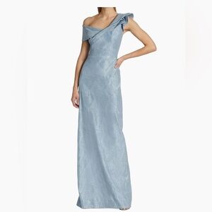 Teri Jon By Rickie Freeman Blue Double Layer Ruffled Dress size 2